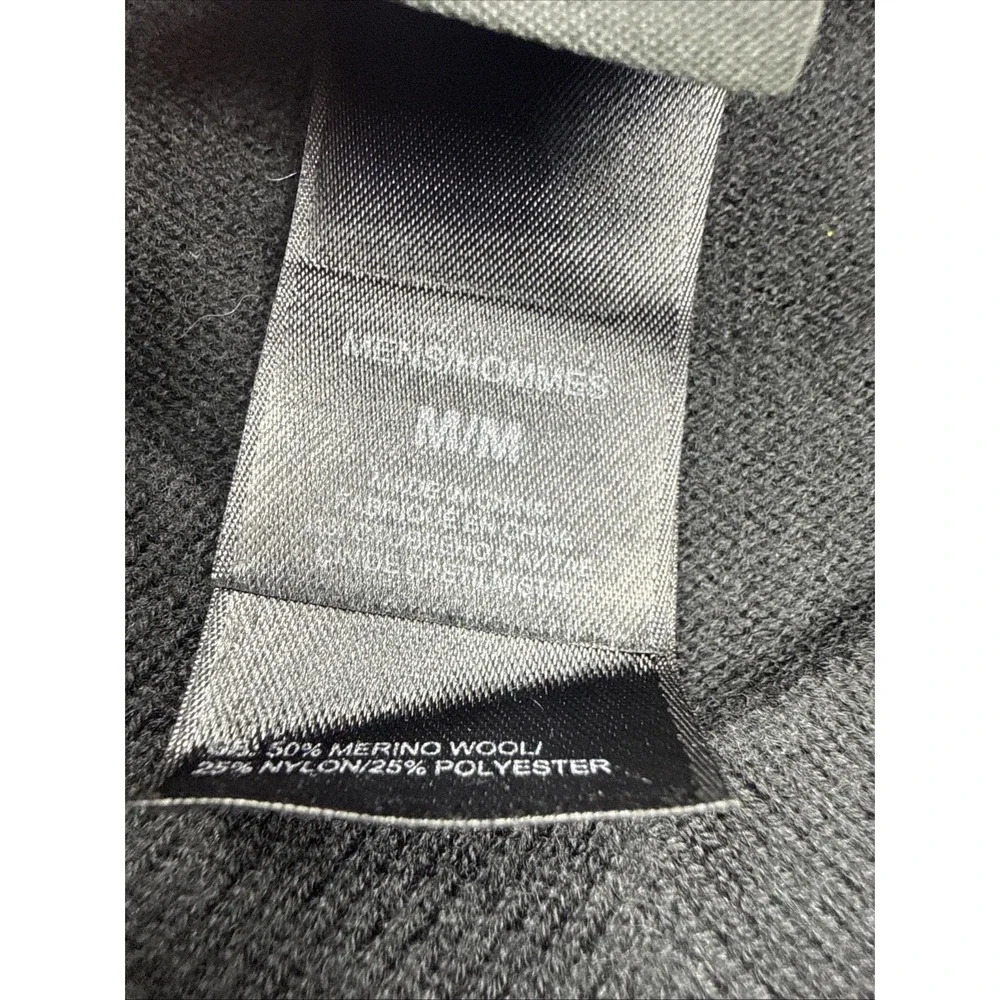 North Face Sweater Men Medium Black Merino Wool V Neck Knit Casual Pullover NICE